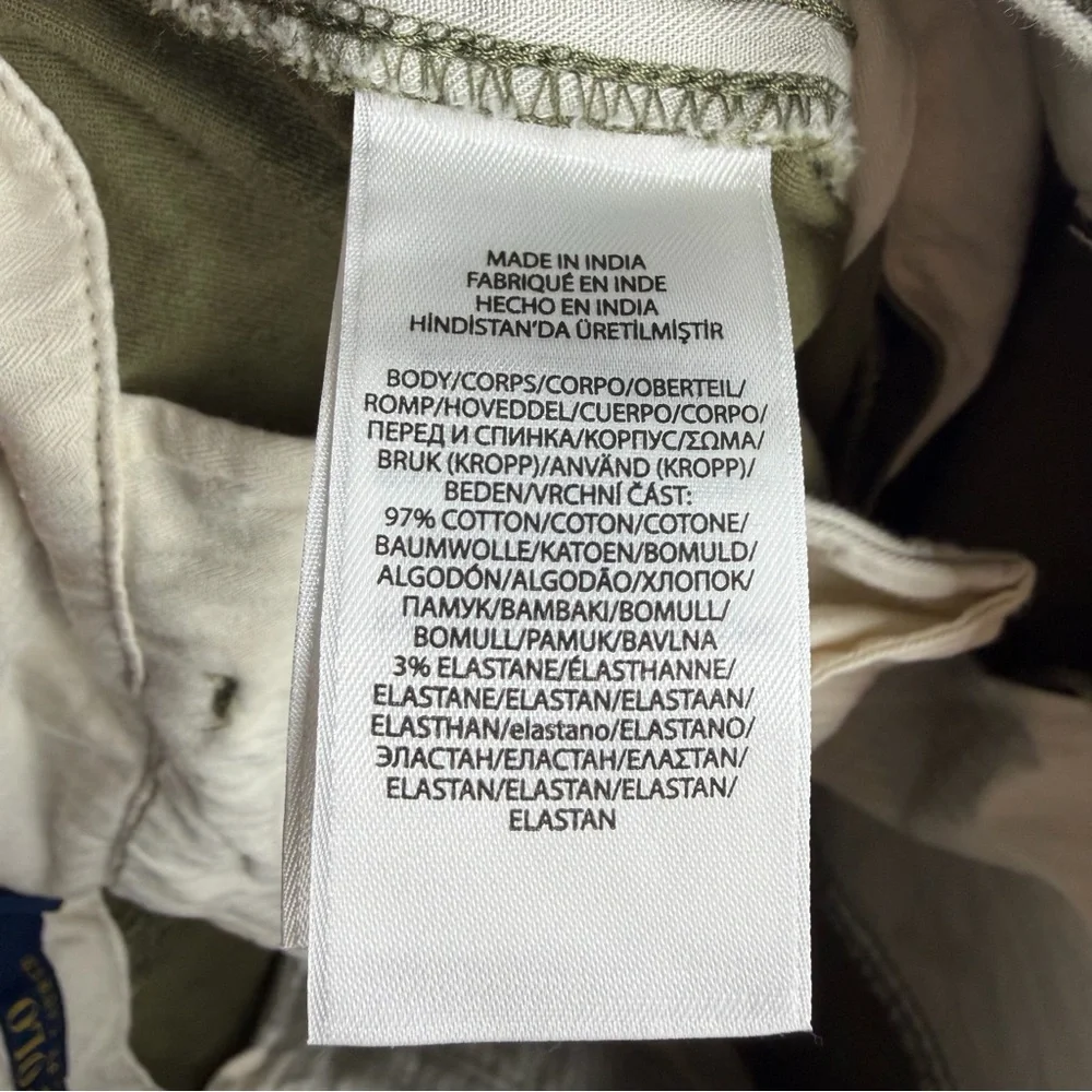 Polo Ralph Lauren zip-fly‎ cropped cotton wide-leg chino olive green sz 10